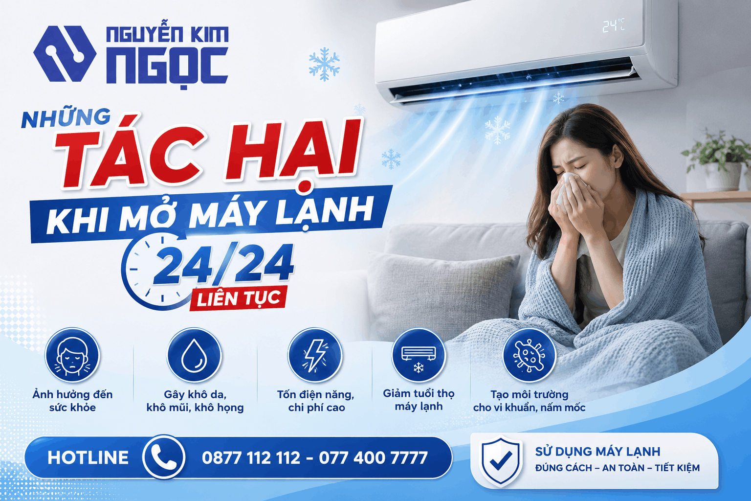 Những Tác Hại Khi Mở Máy Lạnh 24/24 Liên Tục