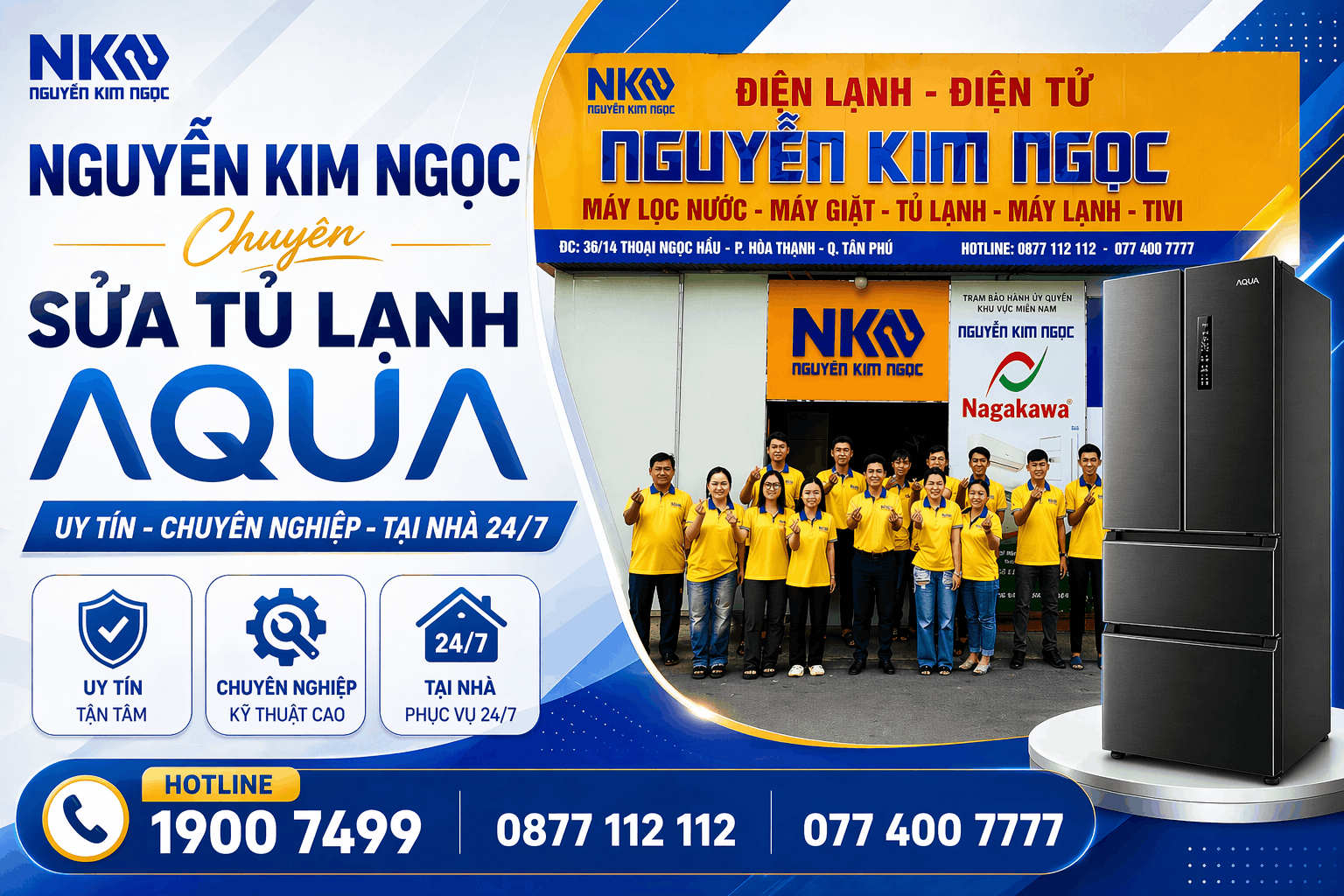 Dịch vụ sửa tủ lạnh Aqua tại nhà uy tín