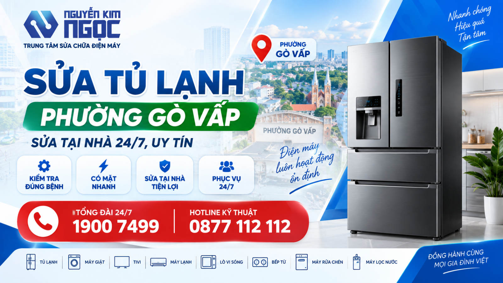 Dịch vụ sửa tủ lạnh Phường Gò Vấp tại nhà 24/7 – Trung Tâm Sửa Chữa Điện Máy Nguyễn Kim Ngọc.