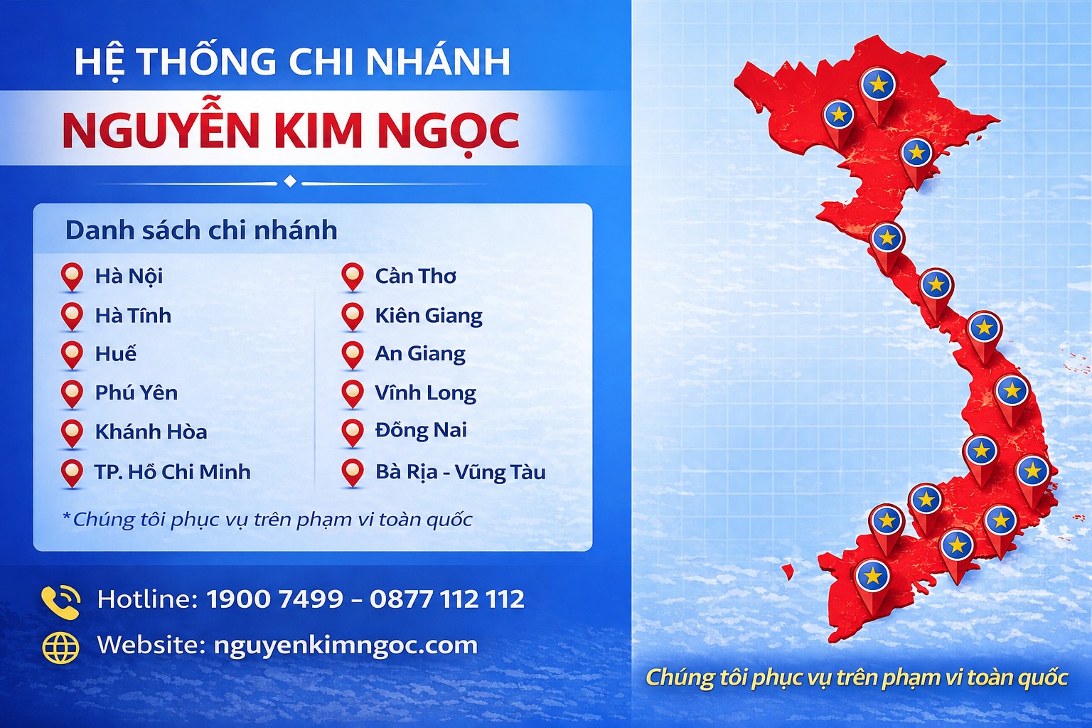 Hệ thống chi nhánh Nguyễn Kim Ngọc