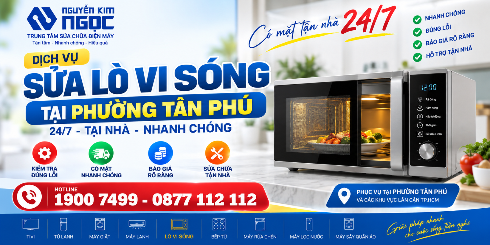 Sửa Lò Vi Sóng Tại Phường Tân Phú Uy Tín