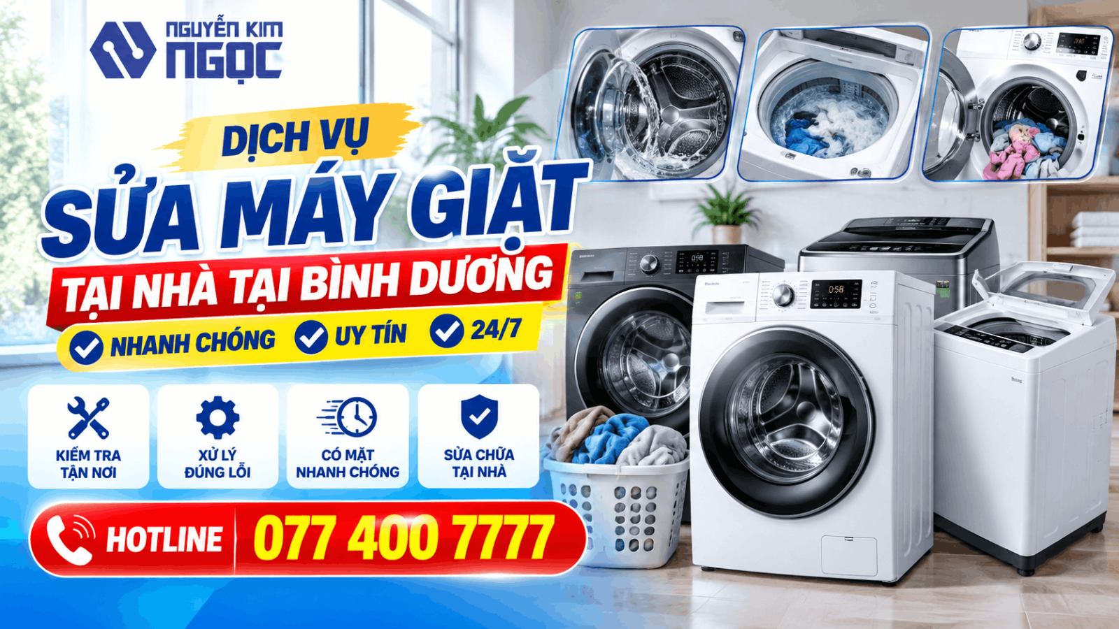 Sửa máy giặt không vắt tại Bình Dương - Xử lý tại nhà
