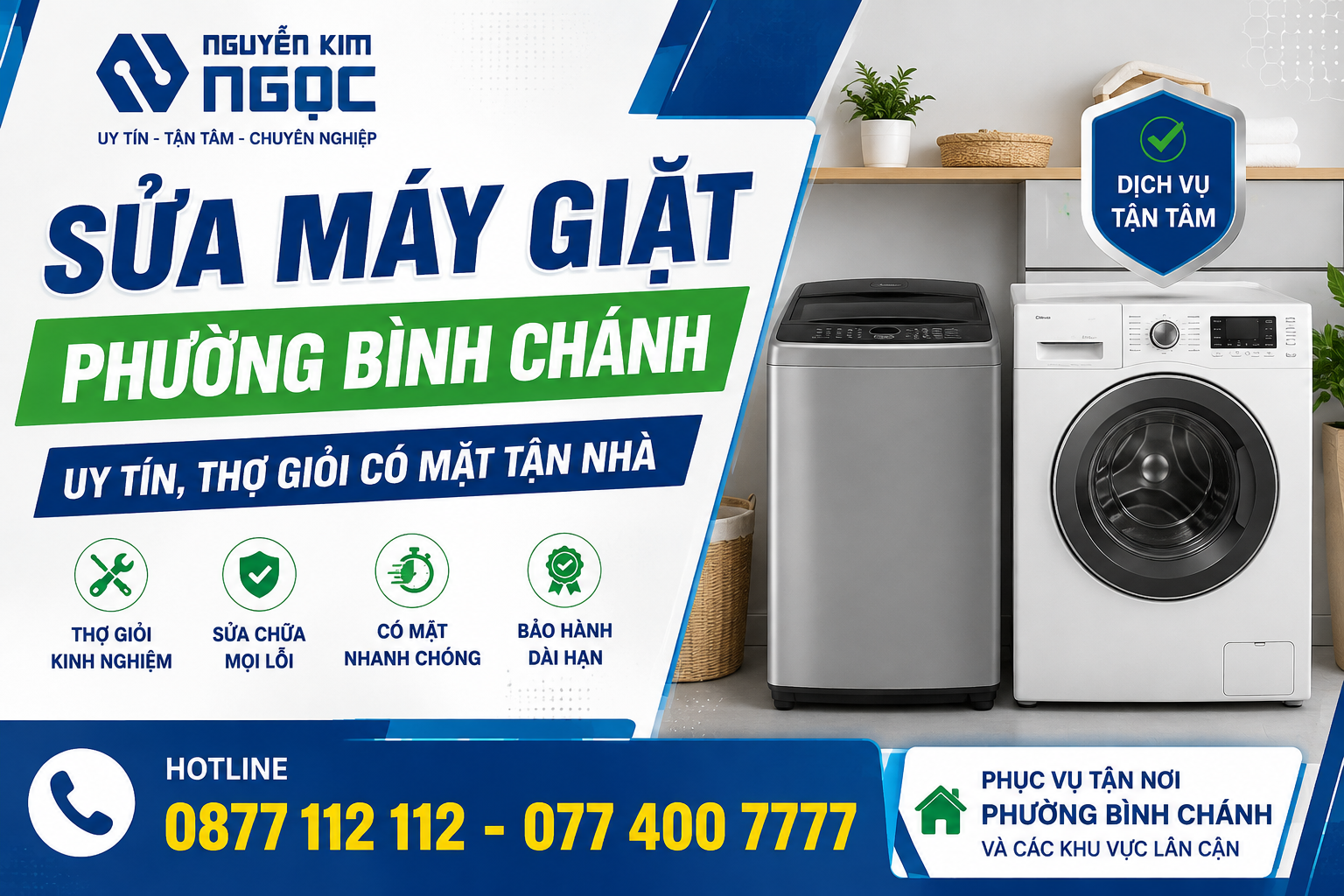 Sửa Máy Giặt Phường Bình Chánh Có Mặt Nhanh Tận Nhà