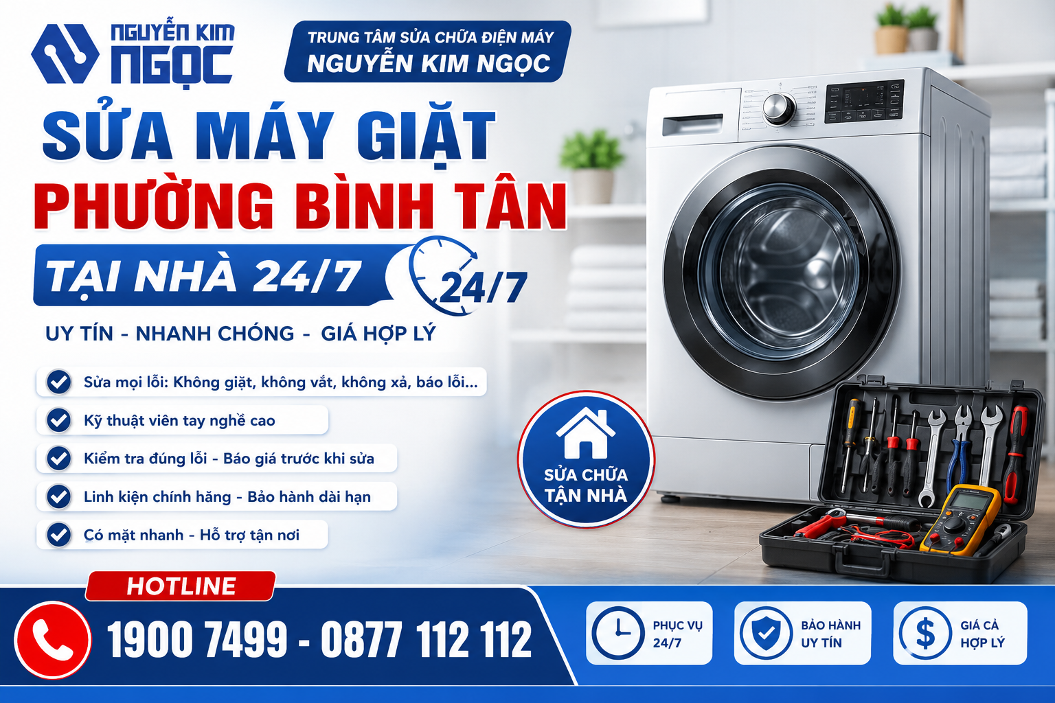 Dịch vụ sửa máy giặt Phường Bình Tân tại nhà