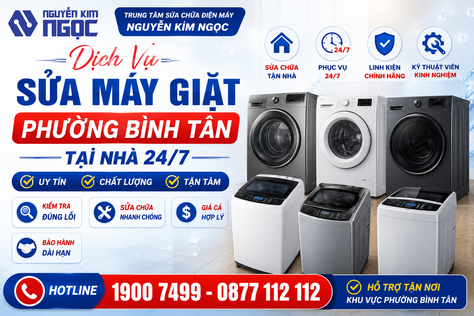 Sửa máy giặt Phường Bình Tân tại nhà 24/7