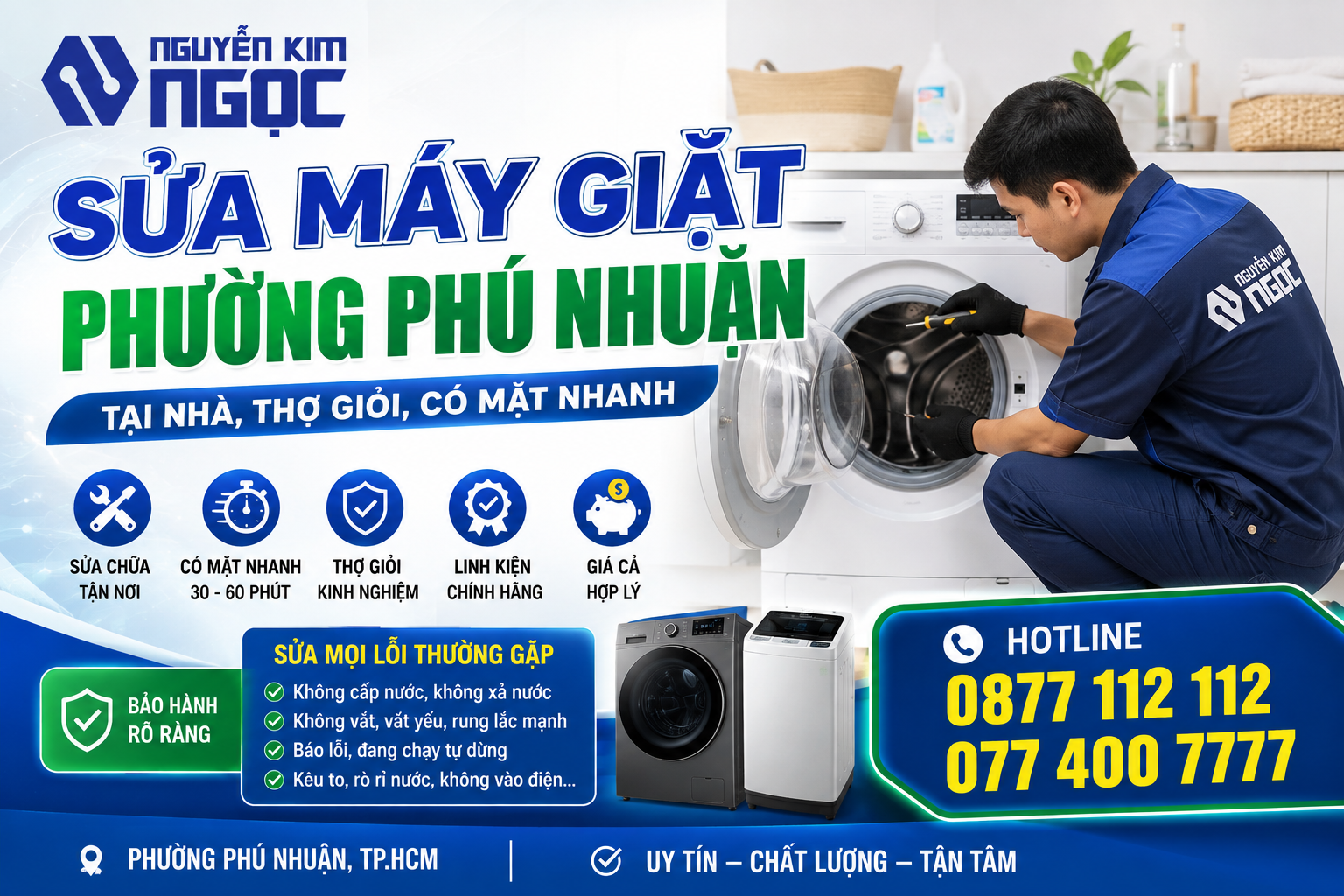 Sửa Máy Giặt Phường Phú Nhuận Tại Nhà, Có Mặt Nhanh