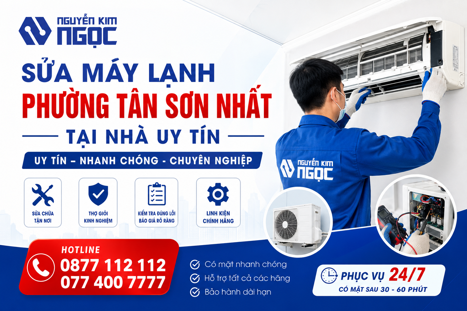 Sửa máy lạnh Phường Tân Sơn Nhất tại nhà uy tín