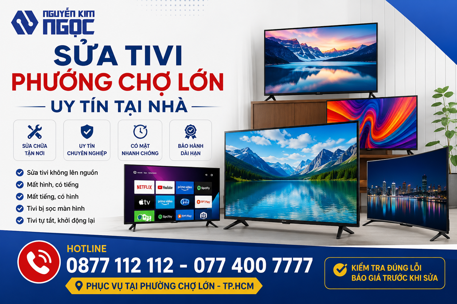 Quy trình sửa tivi Phường Chợ Lớn tại nhà
