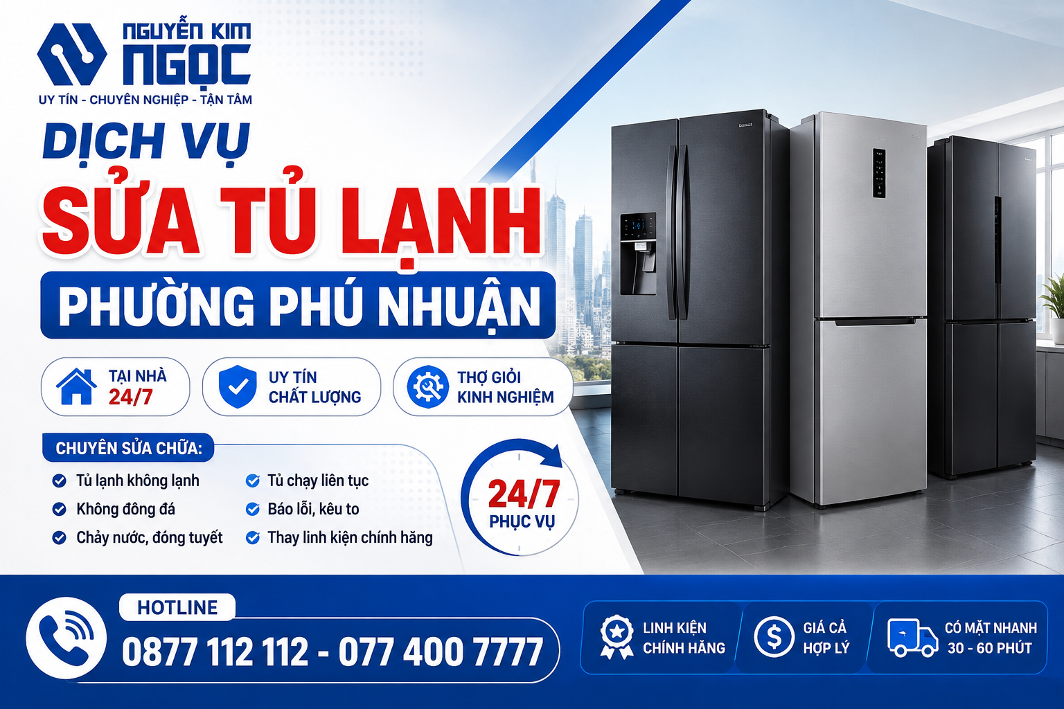 Sửa Tủ Lạnh Phường Phú Nhuận Tại Nhà 24/7