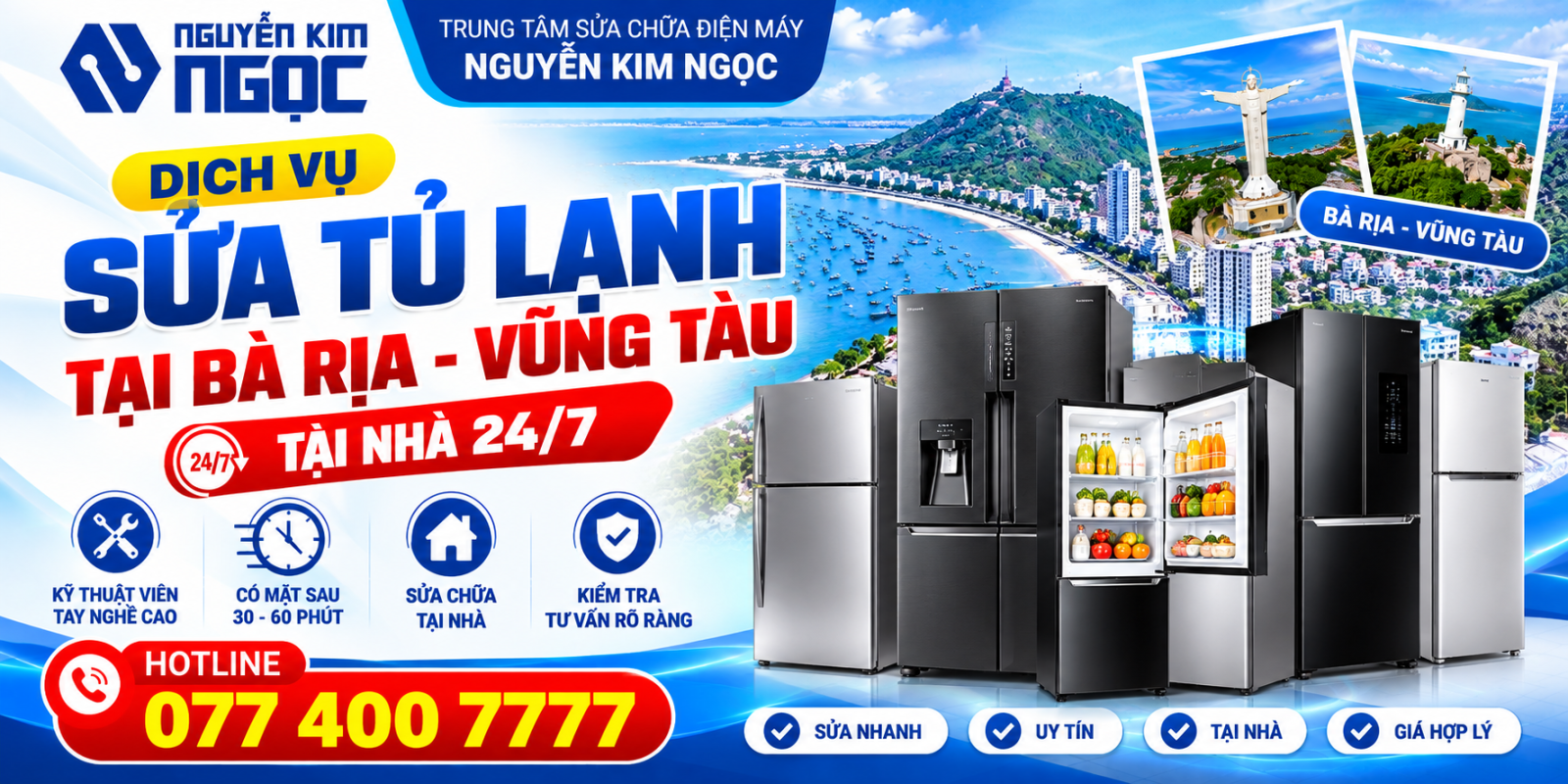 Sửa tủ lạnh tại Bà Rịa - Vũng Tàu. Sửa nhanh, uy tín, tại nhà