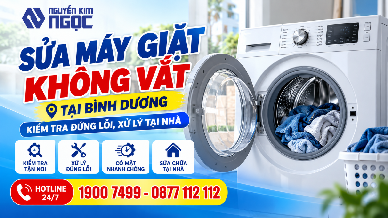 Sửa máy giặt không vắt tại Bình Dương - Xử lý tại nhà